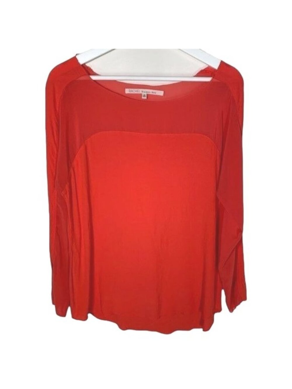 Rachel Roy Women’s Orange Crepe Blouse Medium Long Sleeve Scoop Neck Work Top